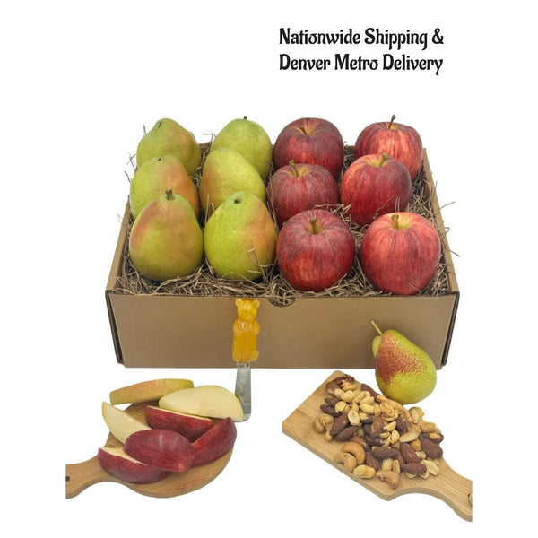 BOX9 - Apples, Pears, & Mixed Nuts - Honey Bear Fruit Baskets