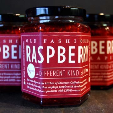 FOOD-Jam Raspberry Mini Jar by Steamer's Coffeehouse Colorado - Honey Bear Fruit Baskets